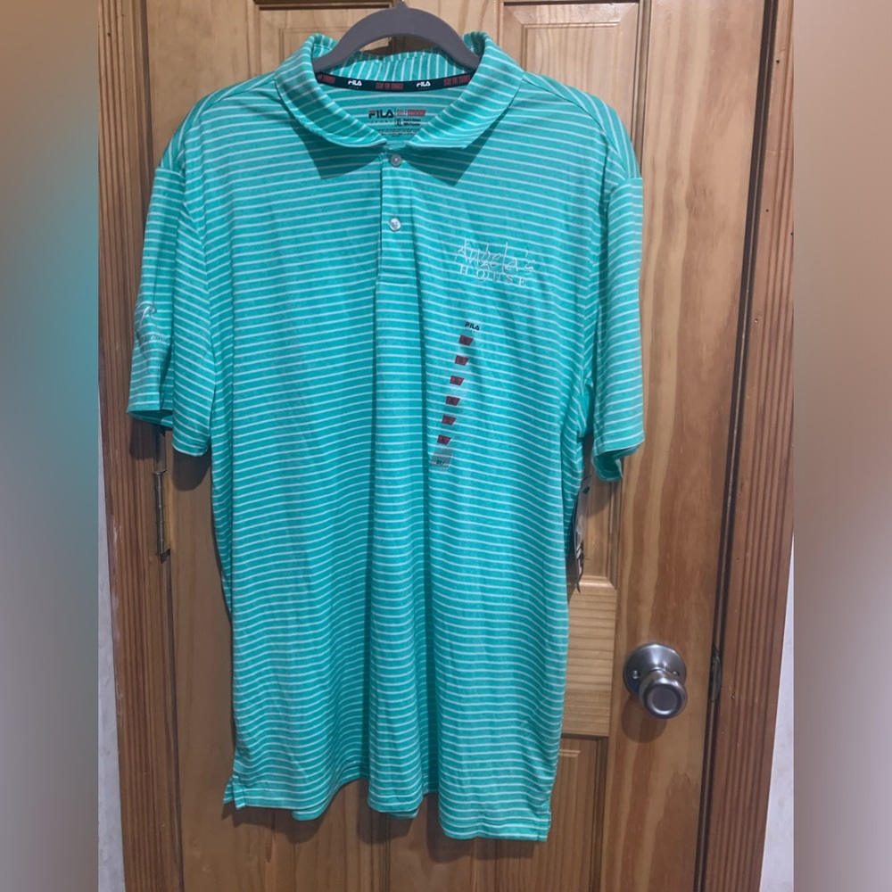 FILA Sport Stay the Course Golf Shirt athletic fit XL wicking NWT aqua green